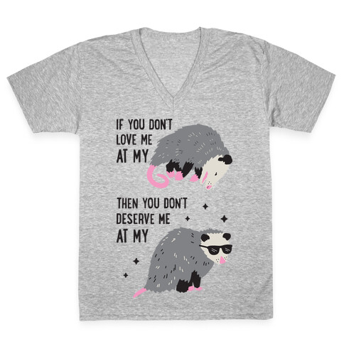 If You Don't Love Me At My Worst Then You Don't Deserve Me At My Best Opossum V-Neck Tee Shirt