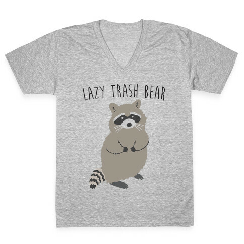 Lazy Trash Bear V-Neck Tee Shirt