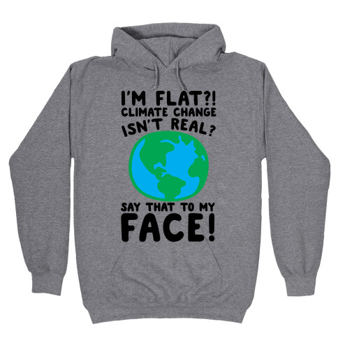 I'm Flat Climate Change Isn't Real Say That To My Face  Hooded Sweatshirt