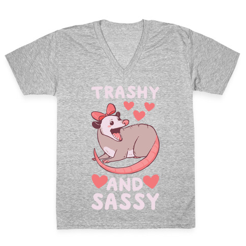 Trashy and Sassy Possum  V-Neck Tee Shirt