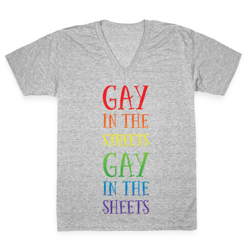 Gay in the Streets, Gay in the Sheets V-Neck Tee Shirt