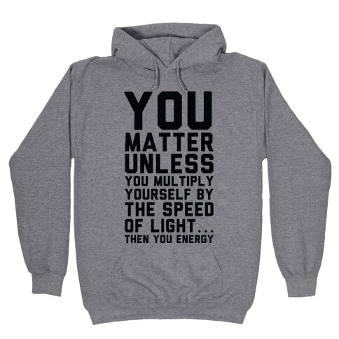 You Matter Unless You Multiply Yourself by the Speed of Light Hooded Sweatshirt