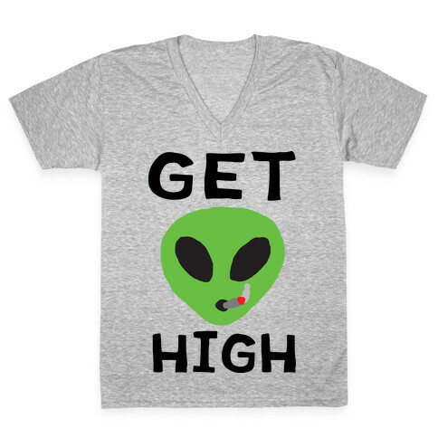 Get High Alien V-Neck Tee Shirt