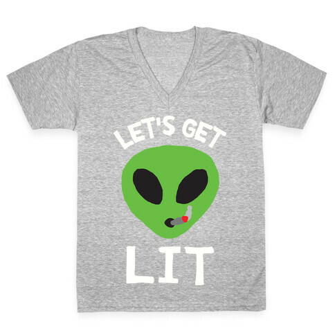 Let's Get Lit Alien V-Neck Tee Shirt