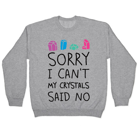 Sorry I Can't My Crystals Said Now Pullover