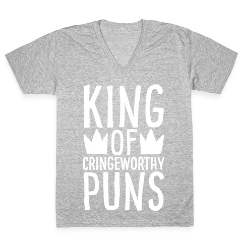 King of Cringeworthy Jokes White Print V-Neck Tee Shirt