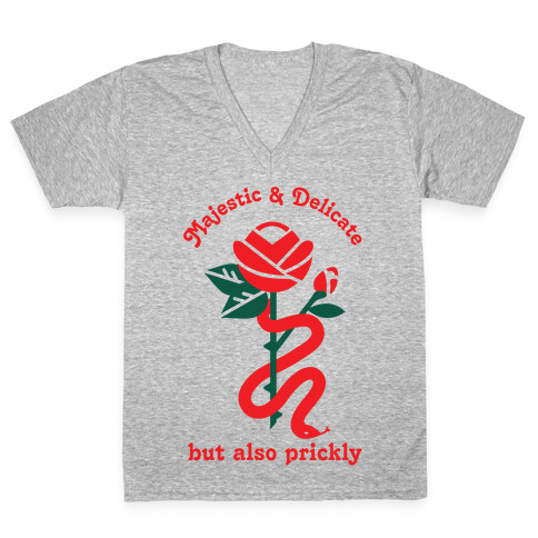 Majestic & Delicate But Also Prickly V-Neck Tee Shirt