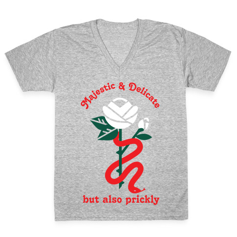 Majestic & Delicate But Also Prickly V-Neck Tee Shirt