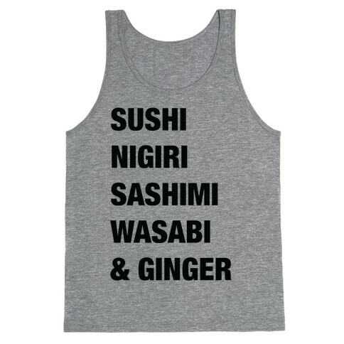 Sushi Nigiri Sashimi Wasabi & Ginger Tank Top