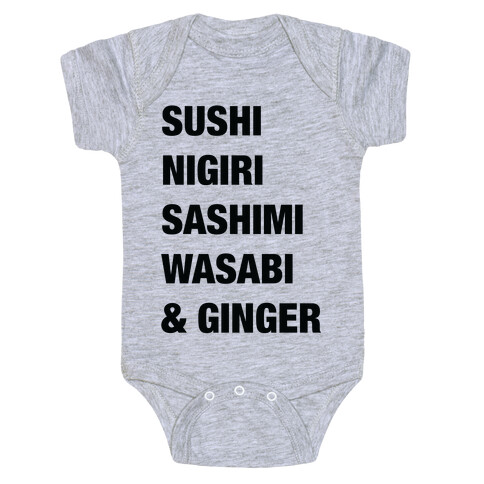 Sushi Nigiri Sashimi Wasabi & Ginger Baby One-Piece