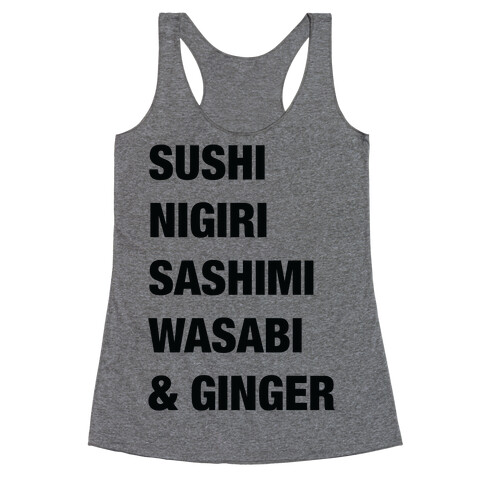 Sushi Nigiri Sashimi Wasabi & Ginger Racerback Tank Top