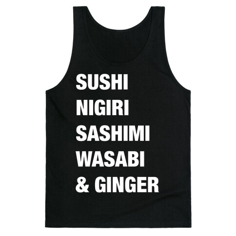 Sushi Nigiri Sashimi Wasabi & Ginger Tank Top