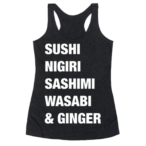 Sushi Nigiri Sashimi Wasabi & Ginger Racerback Tank Top