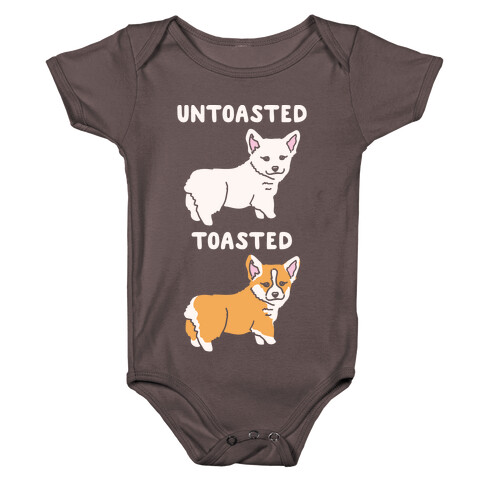 Untoasted and Toasted Corgis White Print Baby One-Piece