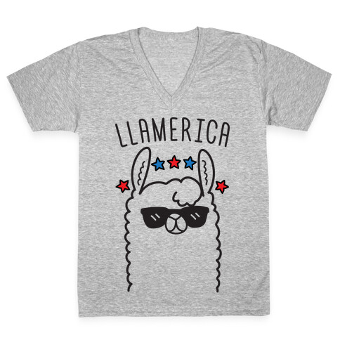 Llamerica American Llama V-Neck Tee Shirt