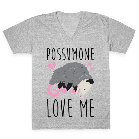 Possumone Love Me Opossum V-Neck Tee Shirt