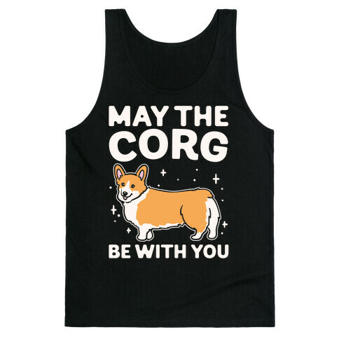 May The Corg Be With You Parody White Print Tank Top