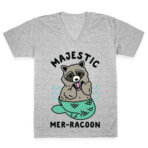 Majestic Mer-Raccoon V-Neck Tee Shirt