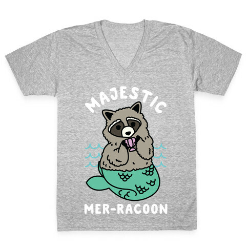 Majestic Mer-Raccoon V-Neck Tee Shirt