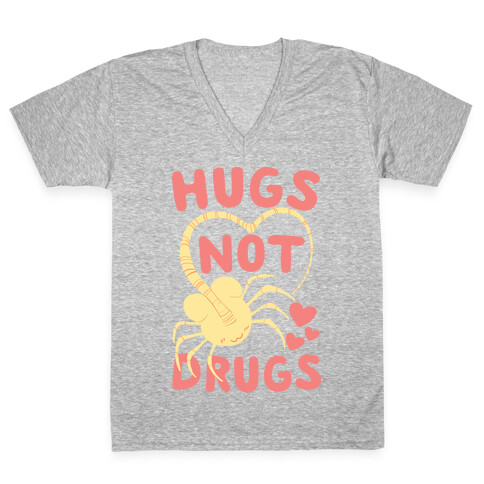 Hugs Not Drugs - Facehugger V-Neck Tee Shirt