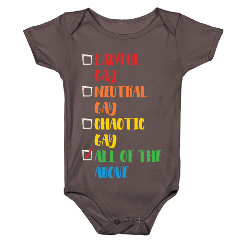 Lawful Gay Neutral Gay Chaotic Gay White Print Baby One-Piece