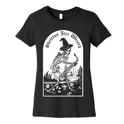 Skeleton Jazz Wizard Womens T-Shirt