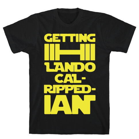 Getting Lando Cal-Ripped-ian Parody White Print T-Shirt
