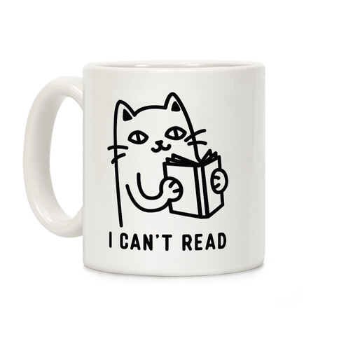 I Can't Read Cat Coffee Mug