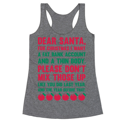 Dear Santa  Racerback Tank Top