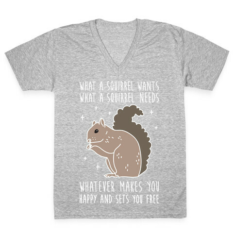 What A Squirrel Wants V-Neck Tee Shirt