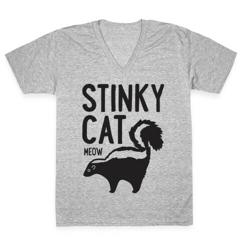 Stinky Cat Skunk V-Neck Tee Shirt