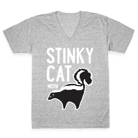 Stinky Cat Skunk V-Neck Tee Shirt