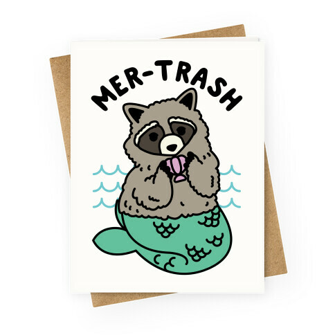 Mer-Trash Raccoon Greeting Card