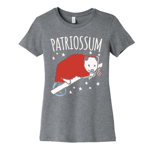 Patriossum Patriotic Opossum Parody White Print Womens T-Shirt