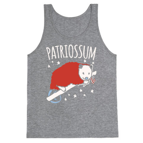 Patriossum Patriotic Opossum Parody White Print Tank Top