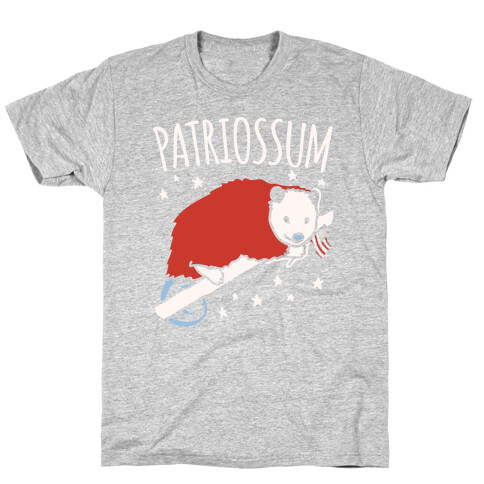 Patriossum Patriotic Opossum Parody White Print T-Shirt