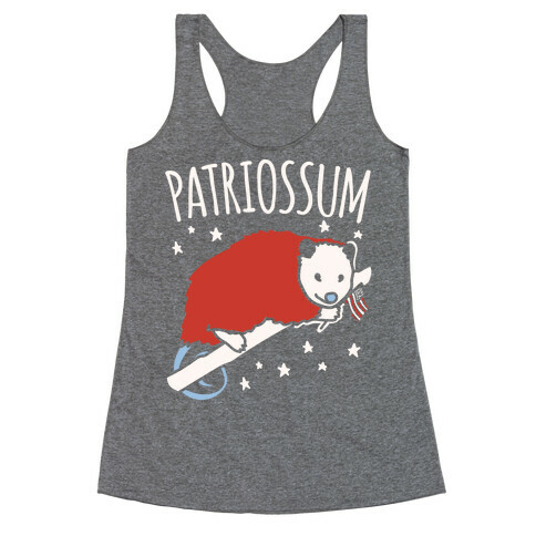 Patriossum Patriotic Opossum Parody White Print Racerback Tank Top
