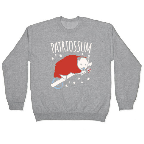 Patriossum Patriotic Opossum Parody White Print Pullover