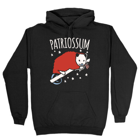 Patriossum Patriotic Opossum Parody White Print Hooded Sweatshirt
