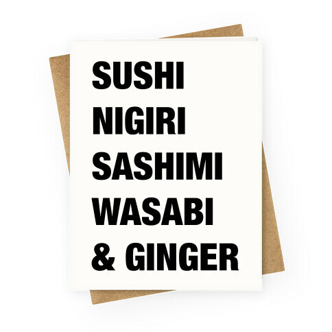 Sushi Nigiri Sashimi Wasabi & Ginger Greeting Card