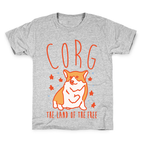 Corg The Land of The Free Corgi Parody White Print Kids T-Shirt