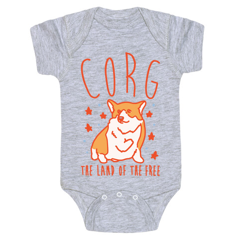 Corg The Land of The Free Corgi Parody White Print Baby One-Piece