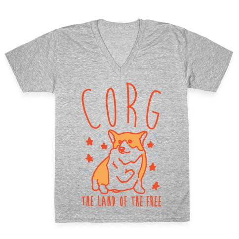Corg The Land of The Free Corgi Parody V-Neck Tee Shirt