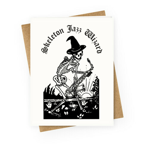 Skeleton Jazz Wizard Greeting Card