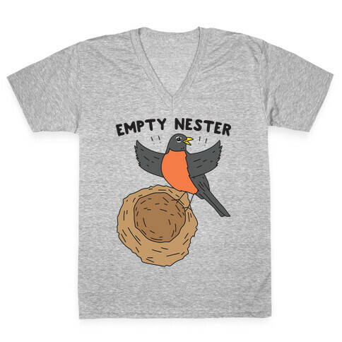 Empty Nester Happy Robin V-Neck Tee Shirt