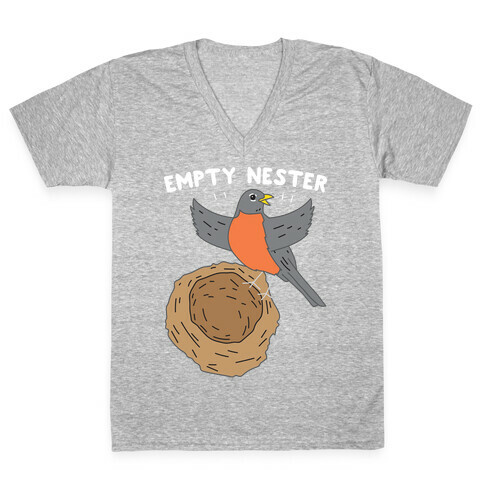 Empty Nester Happy Robin V-Neck Tee Shirt