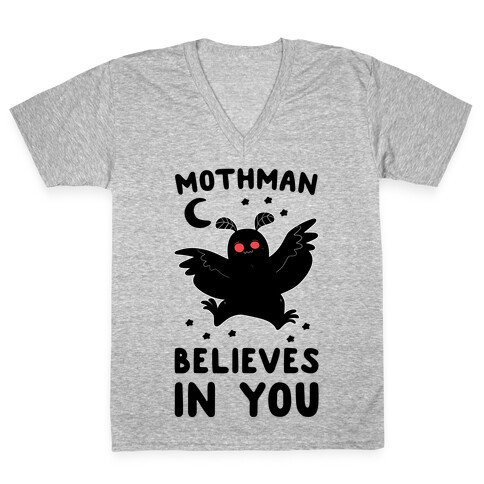 Mothman Believes in You V-Neck Tee Shirt