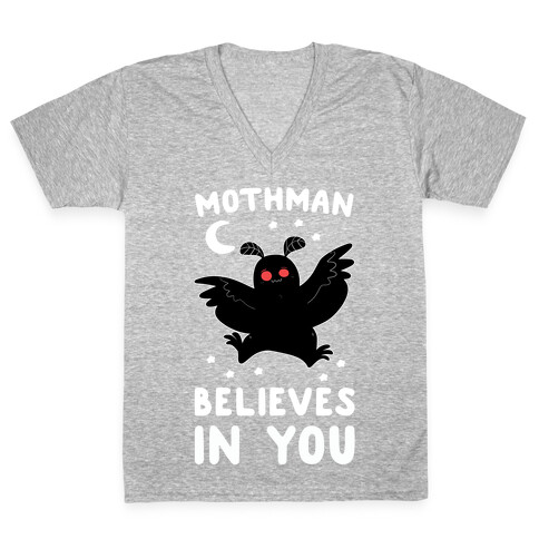 Mothman Believes in You V-Neck Tee Shirt