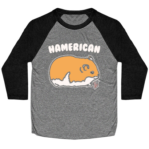 Hamerican Parody White Print Baseball Tee