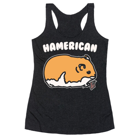 Hamerican Parody White Print Racerback Tank Top